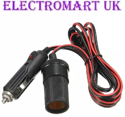 12v 12 Volt Car Cigar Lighter Socket Power Dc Extension Lead Plug Cable 2m Fused • £6.90