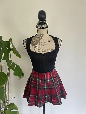 Vintage 90s Punk Goth Red Plaid Tartan Skort Shorts Skirt M • $40