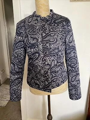 Coated London Quilted Jacket Blue Paisley Pattern Size 12 • £9