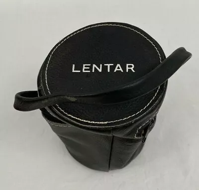 Vintage Lentar Soft Black Leather Lens Case With Strap And Zip Closure • $10.34