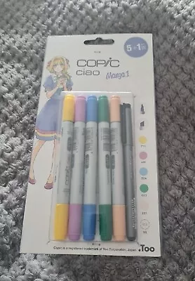 Copic Ciao 5+1 Manga 1 Set Twin Tipped Markers Plus 0.3 Fineliner For Manga Art • £10.99