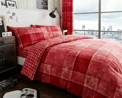 Denim Check Pattern Duvet Quilt Cover Set Summer Season Bedding With Pillowcases • £15.99