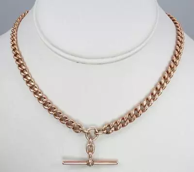 Fine Antique Victorian 9K Rose Gold Double Albert Pocket Watch Curb Chain 37.6g • £1764.11