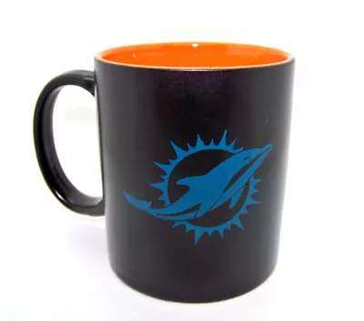 Miami Dolphins NFL Matte Black Ceramic Coffee Cup Mug 11 Oz Orange Interior • $19.99