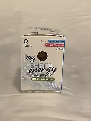 $5.99 • Buy Leggs Sheer Energy ControlTop NoRollWaist Medium Support Pantyhose Q Suntan