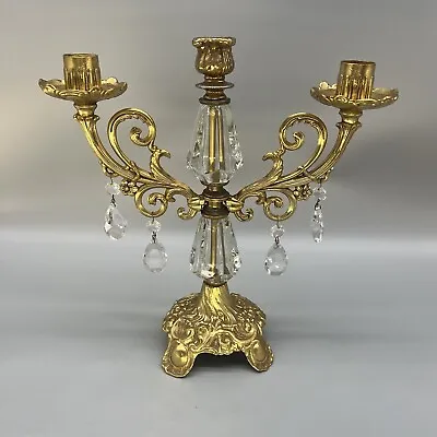 Vintage L&L WMC 1971 Crystal/Glass Candelabra Hollywood Regency • $75