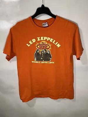 Vintage Led Zeppelin Whole Lotta Love Orange T-Shirt Y2K 2004 Hanes Size M • $24.99