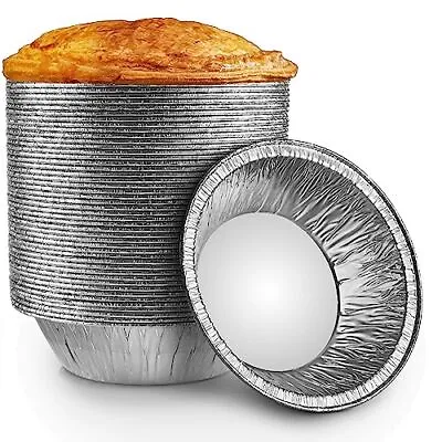 50 Pack 5 Inch Aluminum Foil Mini Pie Pans Disposable Tart Pan For Baking • $19.75