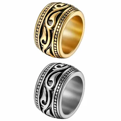 Heavy Stainless Steel Irish Celtic Ring For Men Wide Wedding Band Size #7-13 • $10.99