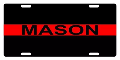 Firefighter  License Plate Fire Department Emblem Red Line MASON Version II • $13.57