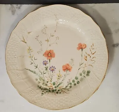 2 MIKASA Margaux Dinner Plates 11  Fine Ivory Weave Rim Rust Yellow Floral • $29.99