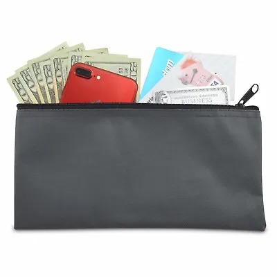 Deposit Bag Bank Pouch Zippered Safe Money Bag Organizer In GRAY • $6.50