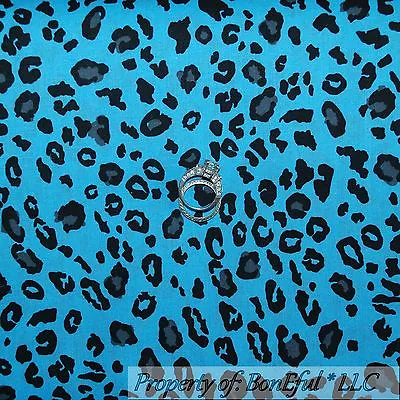 $0.60 • Buy BonEful Fabric Cotton Quilt Blue Black Dot Cheetah Leopard African Girl TX SCRAP