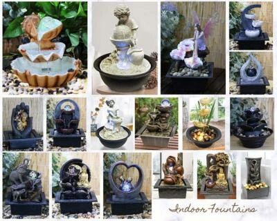 £24.19 • Buy Indoor Tabletop Fountain Water Feature LED Lights Polyresin Statues Home Decor
