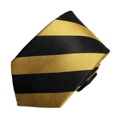 Men's  Gold And Black  Striped Narrow   Neck Tie ( Width 2  1/2 Inches ) • $7.95