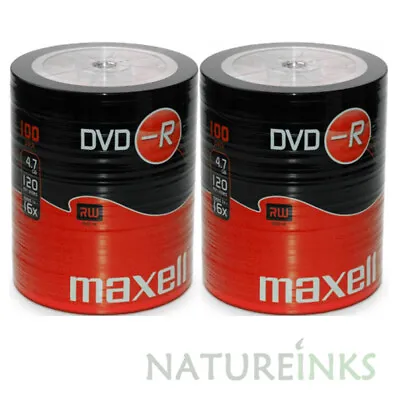 200 Maxell DVD-R 16x 4.7GB Blank DVD Media Dics Shrinkwrap 275733  2x 100 Pack • £39.39