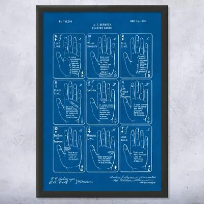 Palm Reading Cards Patent Framed Print Psychic Gift Occult Decor Card Game Gifts • $59.95