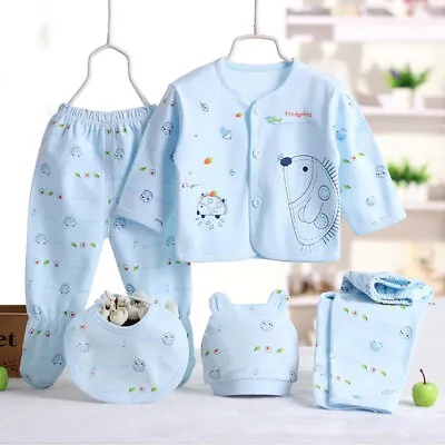 Newborn 0-3 Months T-shirt Top+Pants Set Baby Boy Girls Outfit Kids Clothes 5pcs • £9.99