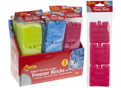 3 X REUSABLE MINI ICE BLOCKS FREEZER LUNCH BOXES FOOD BAG COOLER PICNIC TRAVEL  • £2.99