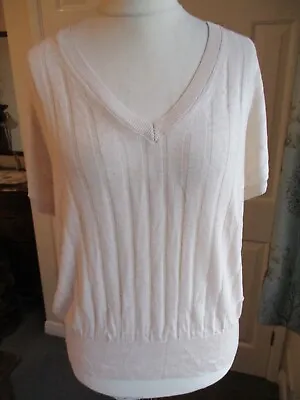 M&S Collection- Creamy Beige Fine Thin Knit Sleeveless Pullover Jumper - Size XL • £9.75