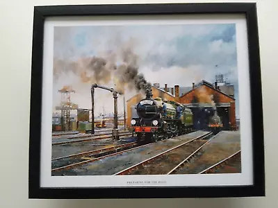 Malcolm Root Steam Train Print 'Preparing For The Road ' FRAMED • £24.95