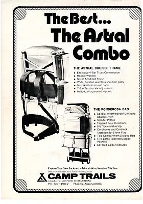 Camp Trails Astral Combo Ponderosa Bag Backpack 1974 Vintage Print Ad Original • $7.49