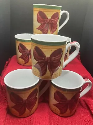 6 Villeroy & Boch Switch Winter Season Christmas Red Bow Pine Tree Coffee Cups • $24.99