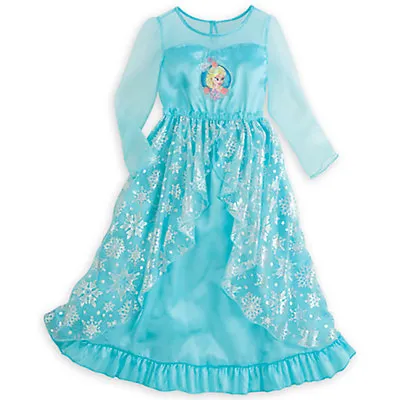 NWT Disney Store Deluxe Elsa Nightgown Princess Queen Frozen Girl 5/6 7/8 9/10 • $29.92