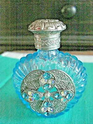 Vtg. Czech Jeweled Filigree Miniature Perfume Bottle Crystal Dauber • $150