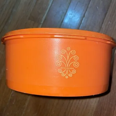 Vintage TUPPERWARE Servalier Harvest Orange Storage Canister #1204-29 With Lid • $14