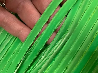 Vintage Velvet Ribbon 1/4  Apple Green 3yds Made In Switzerland • $7.99