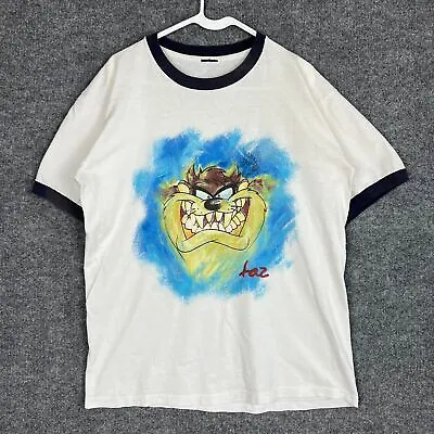 Vintage Tasmanian Devil Taz All Over Print T Shirt Mens Adult Large White • $18.99