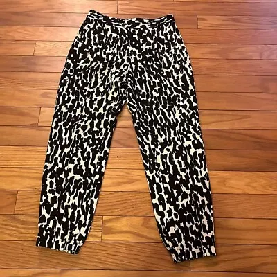 Zara Basic Pants Womens Small Black Cream Animal Print Pull On • $7.99