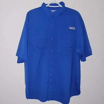 Columbia PFG Short Sleeve Button Down Shirt Men's Size 2XL XXL Blue Vented • $17.95