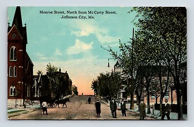 Jefferson City Missouri Monroe Street North From McCarty St. Vintage MO Postcard • $19.83