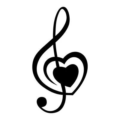 2x Music Clef Note Heart Vinyl Decal Sticker Art Wall Home Decor Various Colours • £3.99