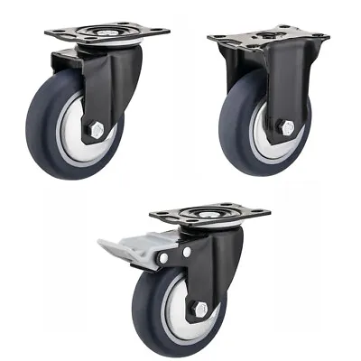 2 / 4 Pack Heavy Duty Swivel Plate Caster Wheels 3  4  5  Polyurethane Wheels PU • $22.97