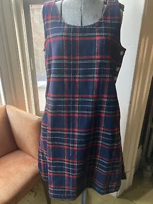 The Vermont Country Store Tartan Plaid Vintage Style Jumper Dress Button Front M • $32