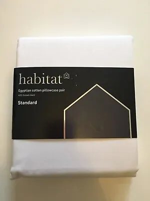 Habitat Egyptian Cotton Standard Pillowcase Pair- White- 400 Thread Count- BNWT • £6