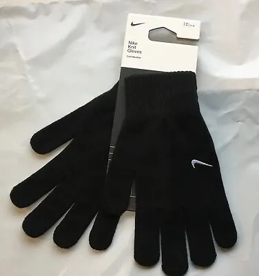 Nike Black Knitted Gloves Mens Adults Winter Football Running Glove Size S/M NEW • £9.99