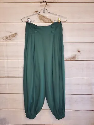 Vintage High Waist Pleated Green Harem Pants C.C. Magic By Toni Garment 70s 80s • $34.99