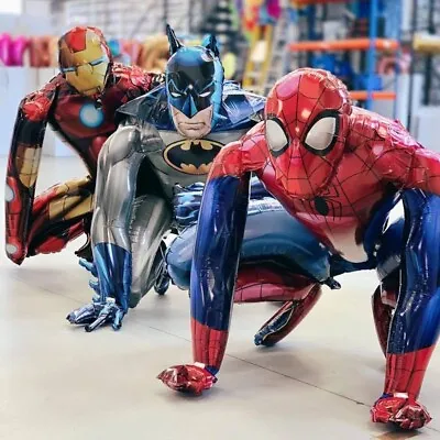 3D BATMAN SPIDER-MAN IRON MAN Foil Balloons Kids Birthday Party Decoration • £4.75