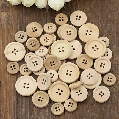 Natural Wooden Buttons 4 Hole Sewing Cardigan Sewing Knitting Crafts 9mm To 25mm • £2.20