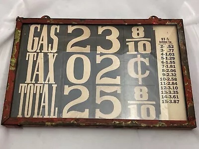 Vintage Gas Station Pump Price Sign Original Two-Sided Metal Frame With Glass  • $127.50