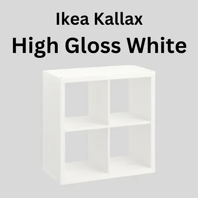 Ikea KALLAX Shelving Unit Drawer Organizer Bookcase High Gloss White 77x77cm NEW • £72.99