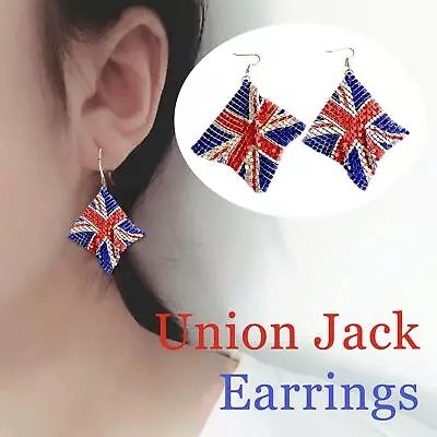Women Union Jack British Flag Earrings Ladies Themed Party Accessory 2024 UK • £3.40