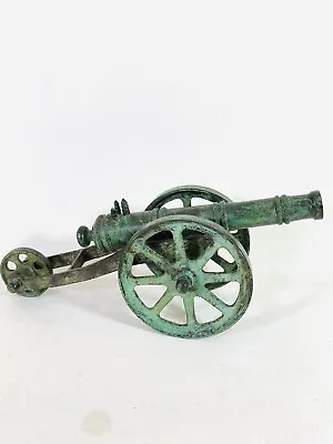 Model Cannon Cast Metal Green Verdigris Patina Vintage 10x45  11x25cm VGC • £39.95