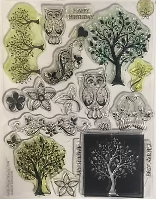 Kanban Clear Stamp Set - Autumn Silhouettes Trees Owls Etc • £4.50