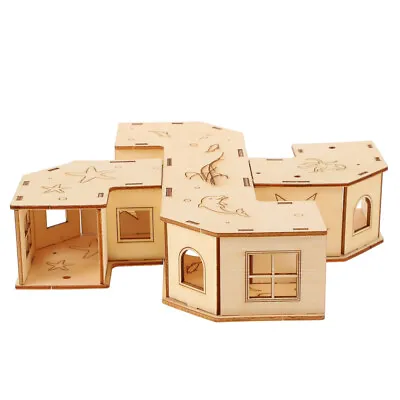 Pet Exercising Toy Small Hamster Tunnel Maze Wooden Castle Accessories • £11.25