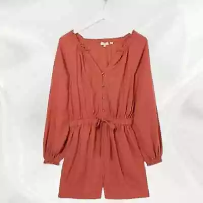 Ex Fat Face Women's Marlow Linen Blend Playsuit In Orange -Slightly Imperfect • £13.99